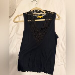 ☀️🌴Catherine Malandrino Black Lace V-Neck Tank